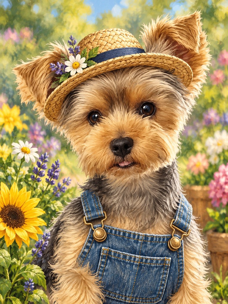 Milly in the Garden Boss AI pet portrait style