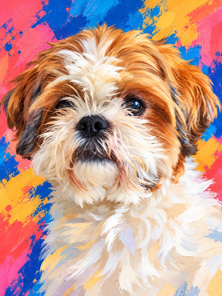 Saber in the Pop Art AI pet portrait style